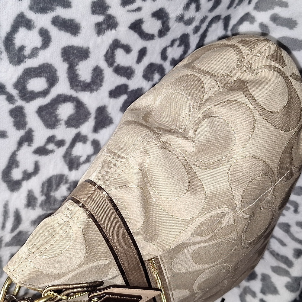 Coach Signature C Beige and Bronze Tote with Gold Shimmer - Picture 5 of 13
